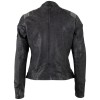Geaca Piele Mauritius MWSpeeda - Detalii Racing Vintage geaca piele dama mauritius neagra mwspeeda stil racing umeri matlasati dungi gri
