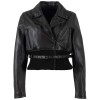 geaca piele dama mauritius neagra mwsunniva slim fit talie ripsata