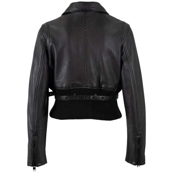 geaca piele dama mauritius neagra mwsunniva slim fit talie ripsata — fotografia 4