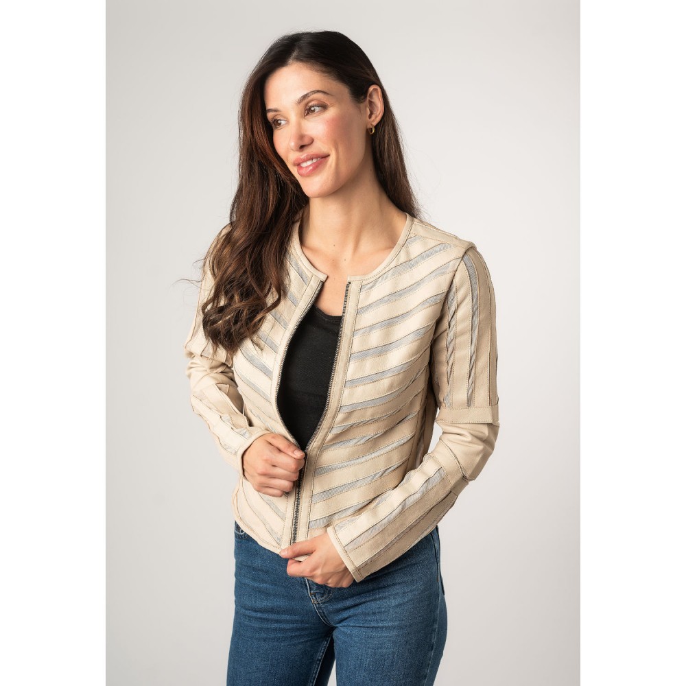 Geaca de Piele Dama Mauritius Bej MWSuri - readytowear