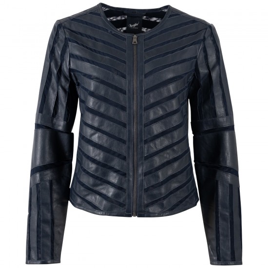 Geaca de Piele Dama Mauritius Bleumarin MWSuri