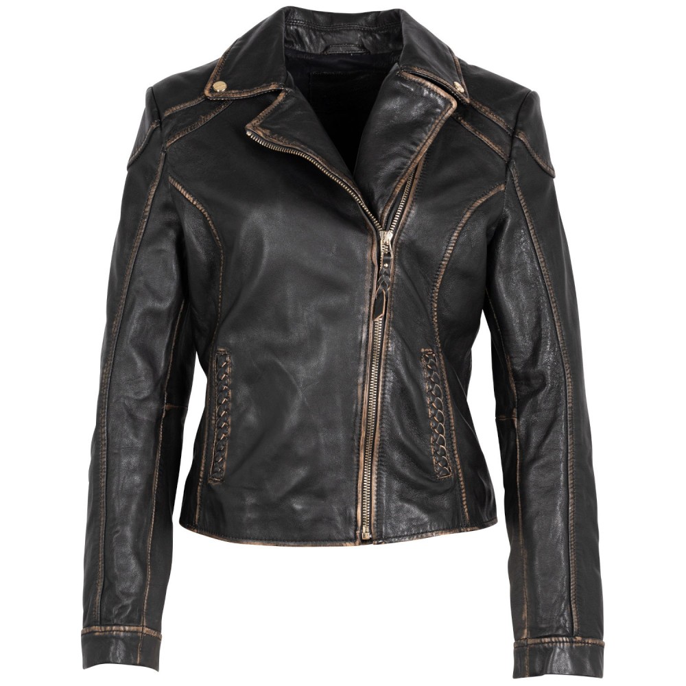 Geaca de Piele Dama Mauritius Negru Vintage MWTaisha - readytowear