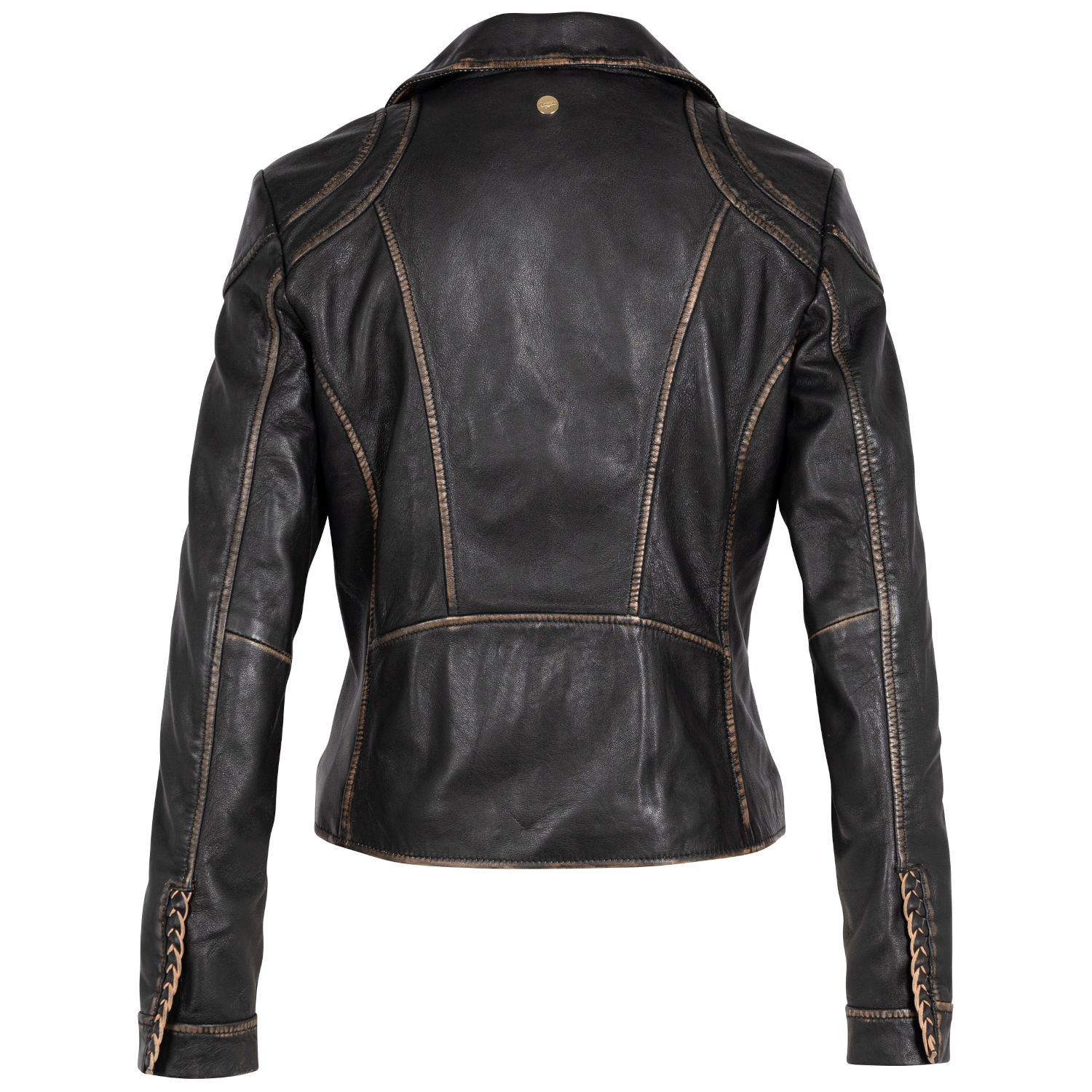 geaca piele naturala dama mauritius mwtaisha negru vintage