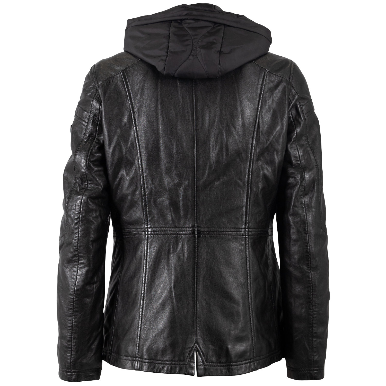 geaca piele dama mauritius neagra mwtaja stil parka gluga detasabila buzunare fermoar