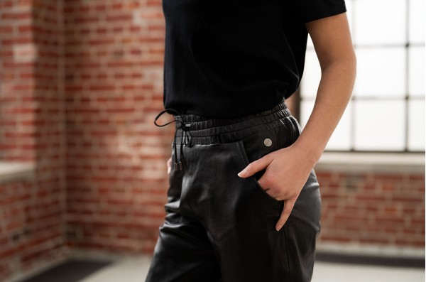 Pantaloni de piele damă Mauritius MWTamika, negru, vedere frontală — fotografia 4