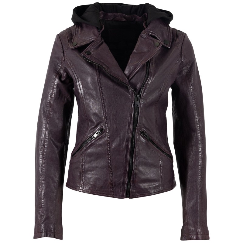 Geaca de Piele Dama Mauritius Mov Inchis MWTary – Black Friday