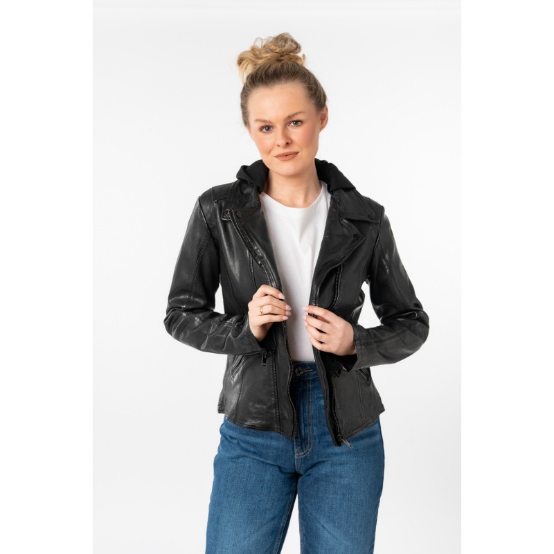 Geaca de Piele Dama Mauritius Neagra MWTary – Geci de Piele