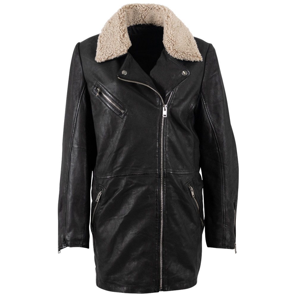 Geaca de Piele Dama Mauritius Neagra MWUdita