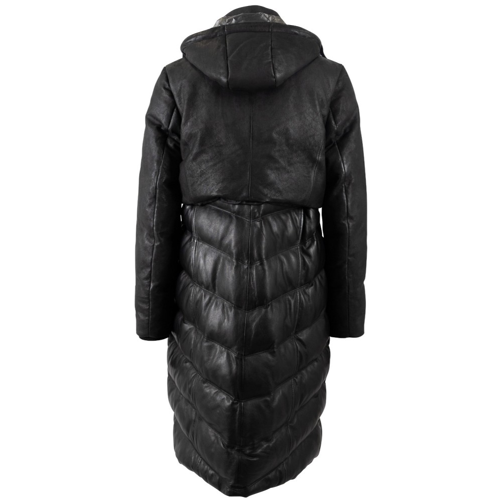 Geaca Lunga de Piele Dama Mauritius Antracit Inchis MWVenja