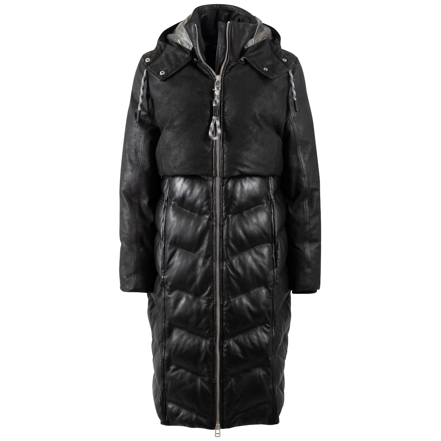 Geaca Lunga de Iarna din Piele Dama Mauritius Antracit Inchis MWVenja – Geci de Iarna