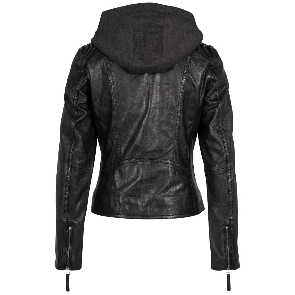 Geaca de Piele Dama Mauritius Negru Antic MWVianey - readytowear