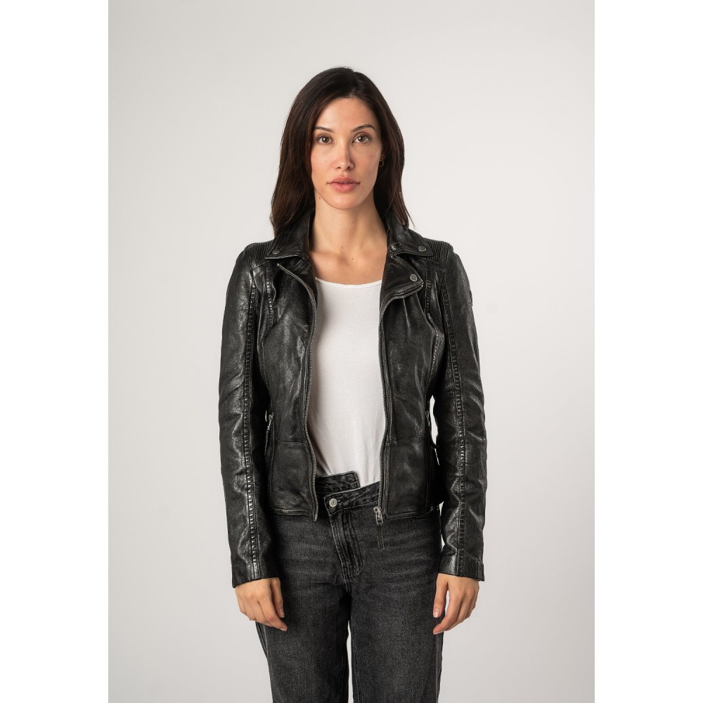 Geaca de Piele Dama Mauritius Negru Antic MWVianey - readytowear