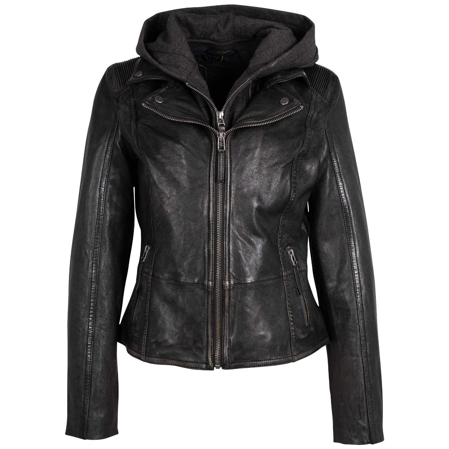 Geaca de Piele Dama Mauritius Negru Antic MWVianey – Geci de Piele