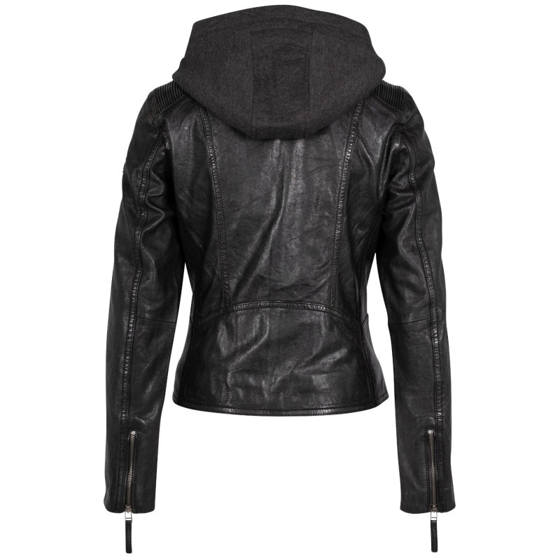 Geaca de Piele Dama Mauritius Negru Antic MWVianey – Geci de Piele