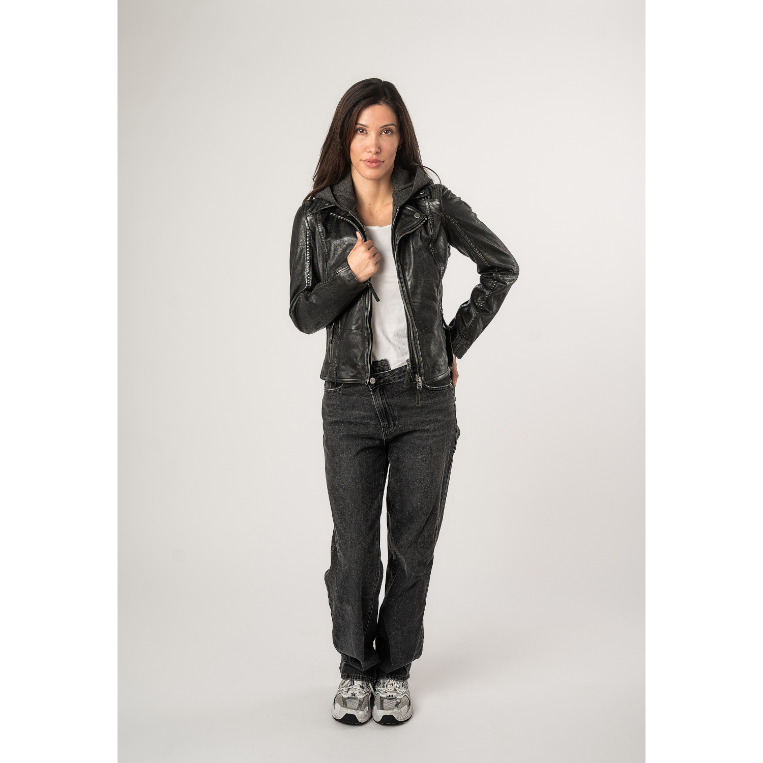 Geaca de Piele Dama Mauritius Negru Antic MWVianey – Geci de Piele