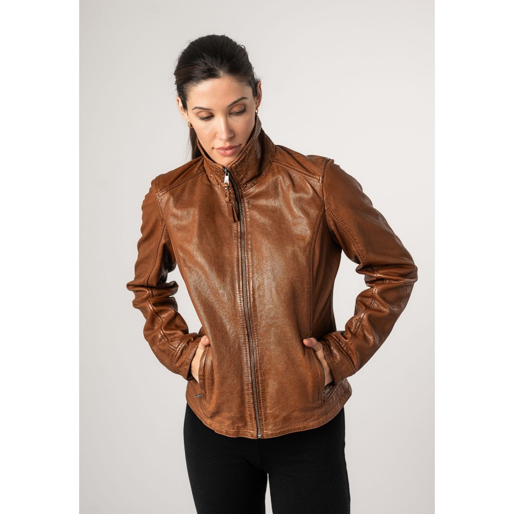 Geaca de Piele Dama Mauritius Coniac MWWalli - readytowear