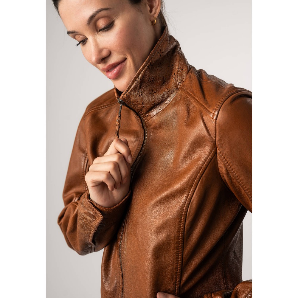 Geaca de Piele Dama Mauritius Coniac MWWalli - readytowear