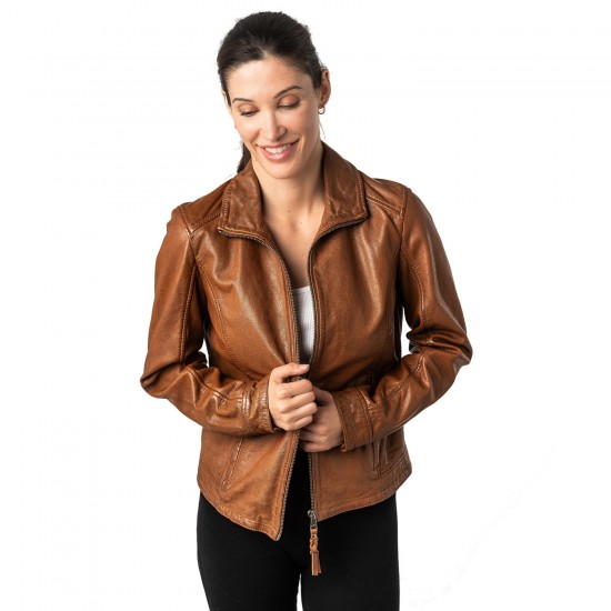 Geaca de Piele Dama Mauritius Coniac MWWalli