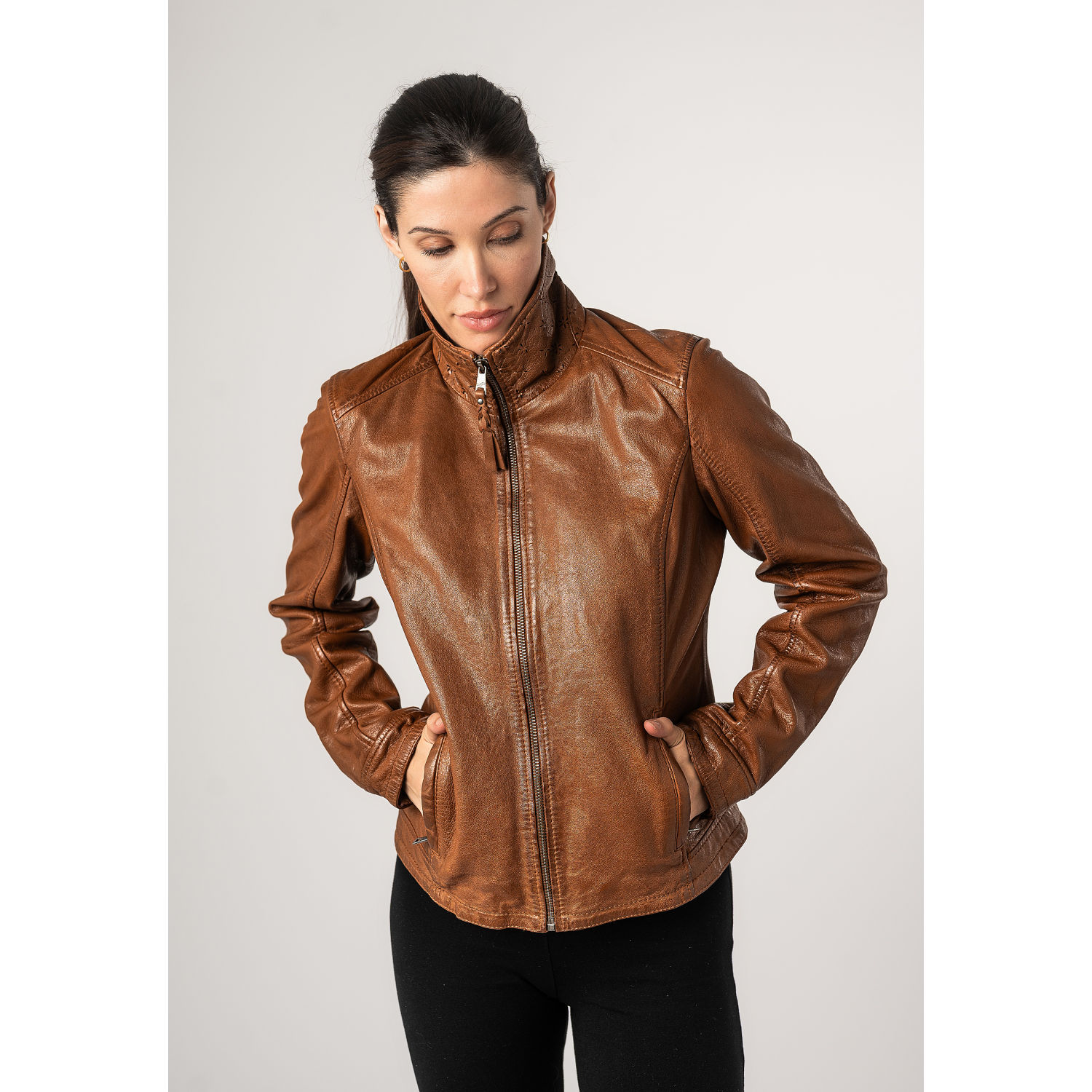 Geaca de Piele Dama Mauritius Coniac MWWalli – Geci de Piele