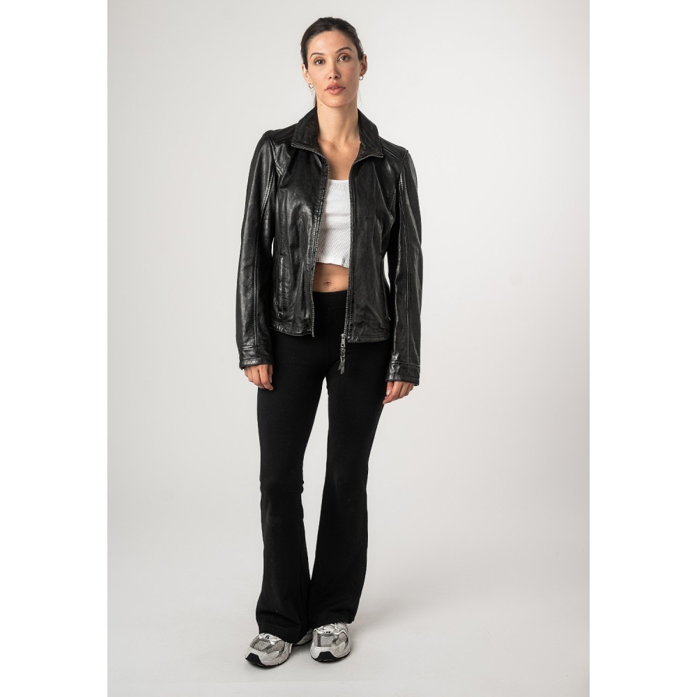 Geaca de Piele Dama Mauritius Neagra MWWalli - readytowear