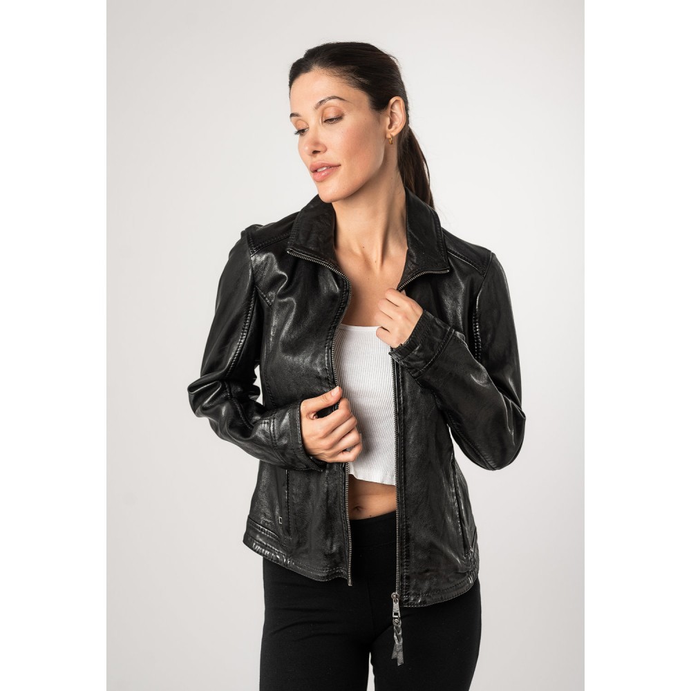 Geaca de Piele Dama Mauritius Neagra MWWalli - readytowear