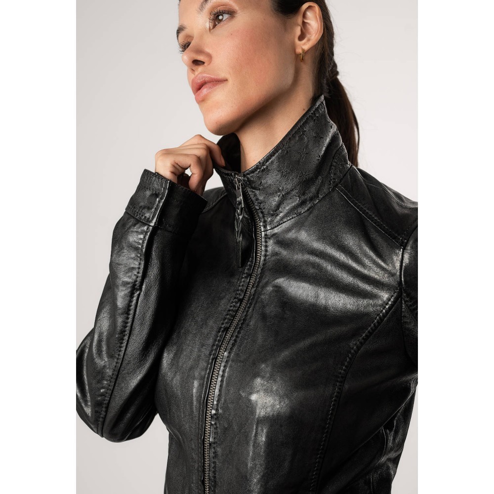 Geaca de Piele Dama Mauritius Neagra MWWalli - readytowear