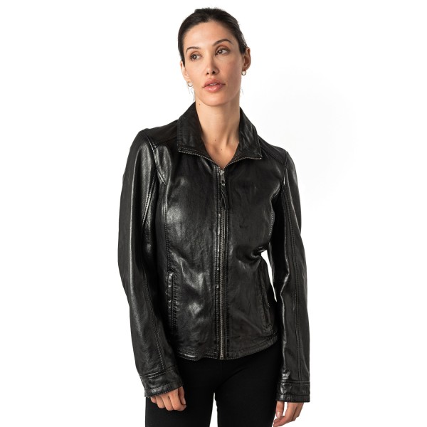 Geaca de Piele Dama Mauritius Neagra MWWalli