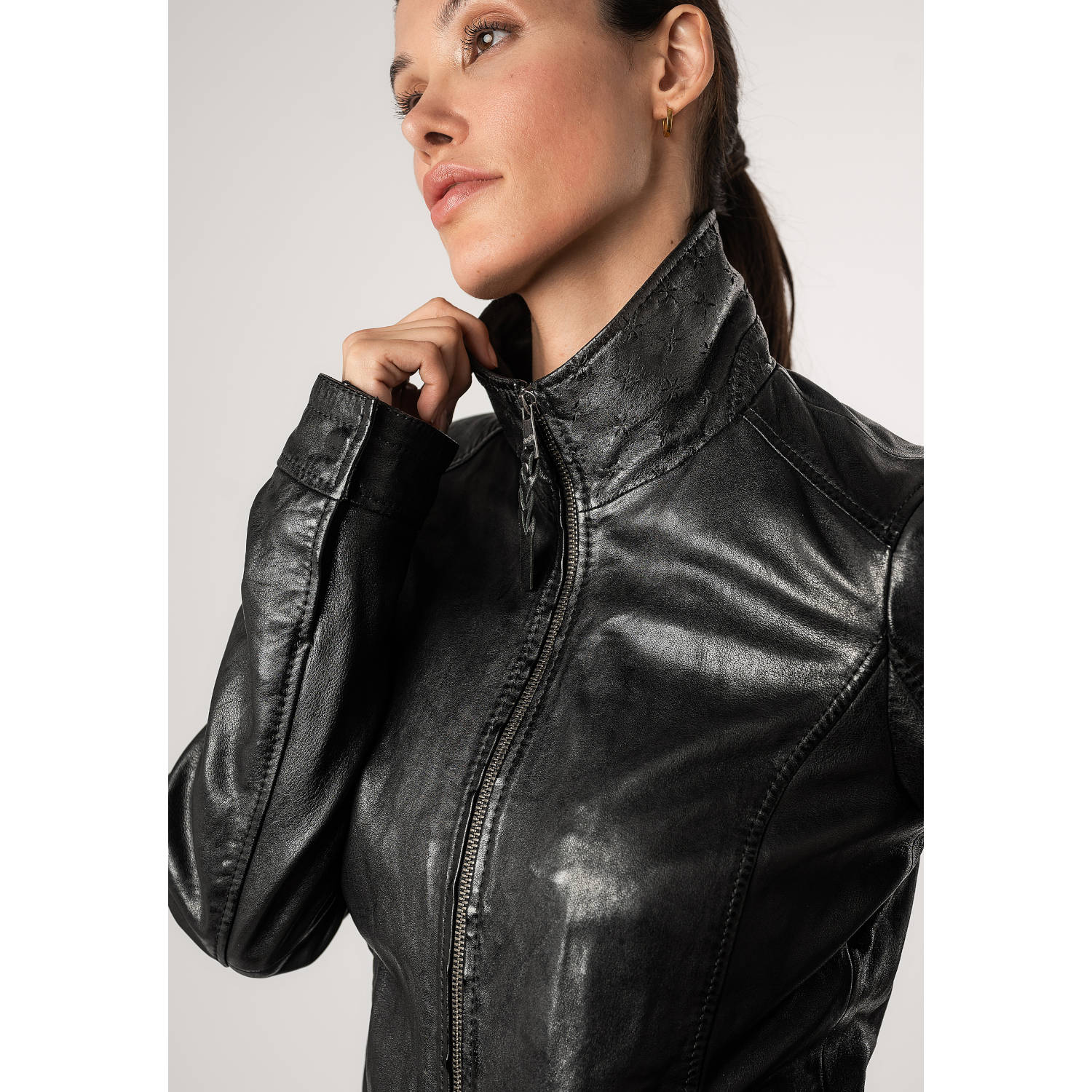 Geaca de Piele Dama Mauritius Neagra MWWalli – Geci de Piele