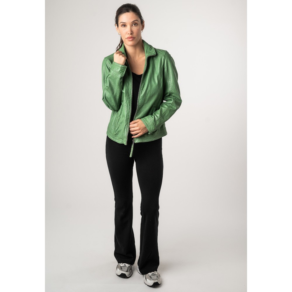 Geaca de Piele Dama Mauritius Verde MWWalli - readytowear