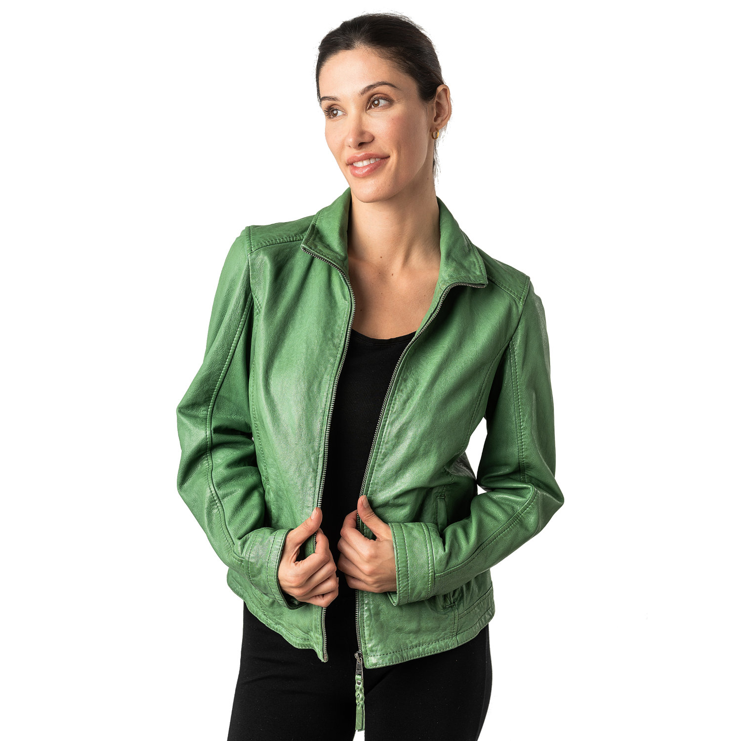 Geaca de Piele Dama Mauritius Verde MWWalli – Geci de Piele