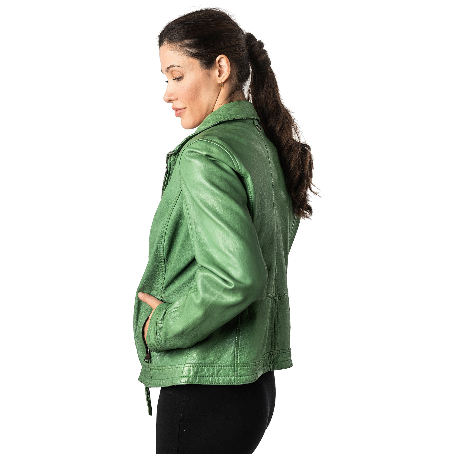 Geaca de Piele Dama Mauritius Verde MWWalli – Geci de Piele