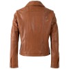 Geacă scurtă de piele damă coniac Mauritius MWWimpje cu fermoar și guler tip cămașă