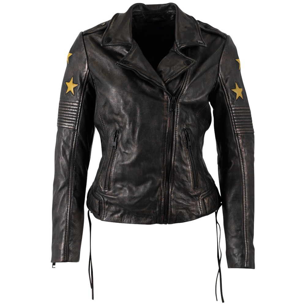 Geaca de Piele Dama Mauritius Negru/Galben MWWona