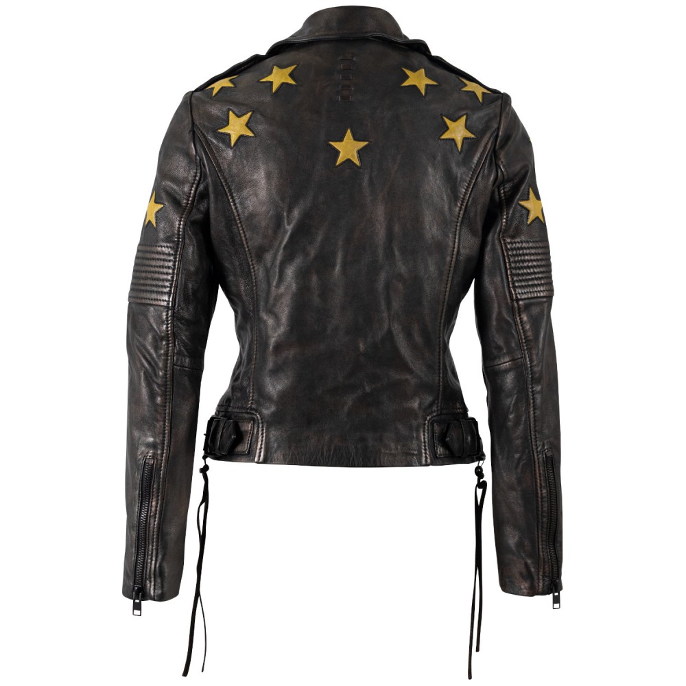 Geaca de Piele Dama Mauritius Negru/Galben MWWona