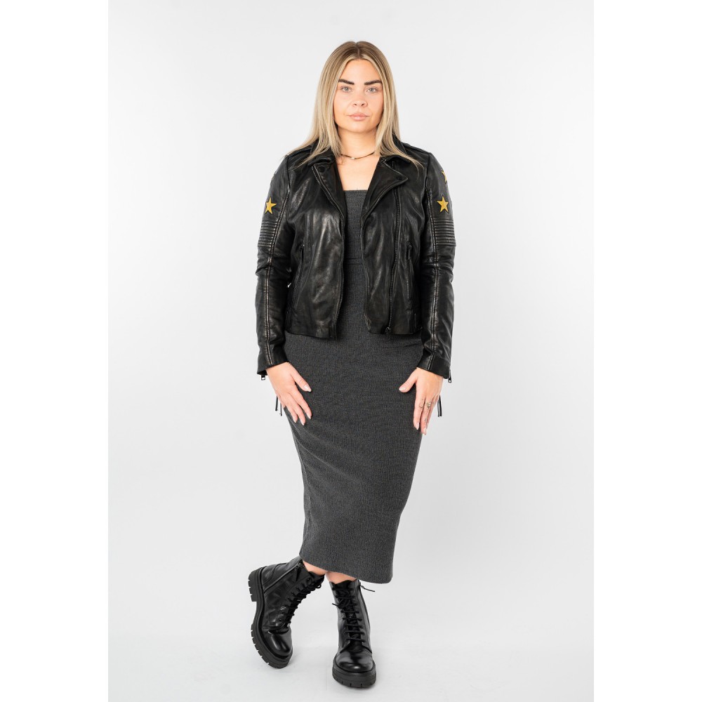 Geaca de Piele Dama Mauritius Negru/Galben MWWona