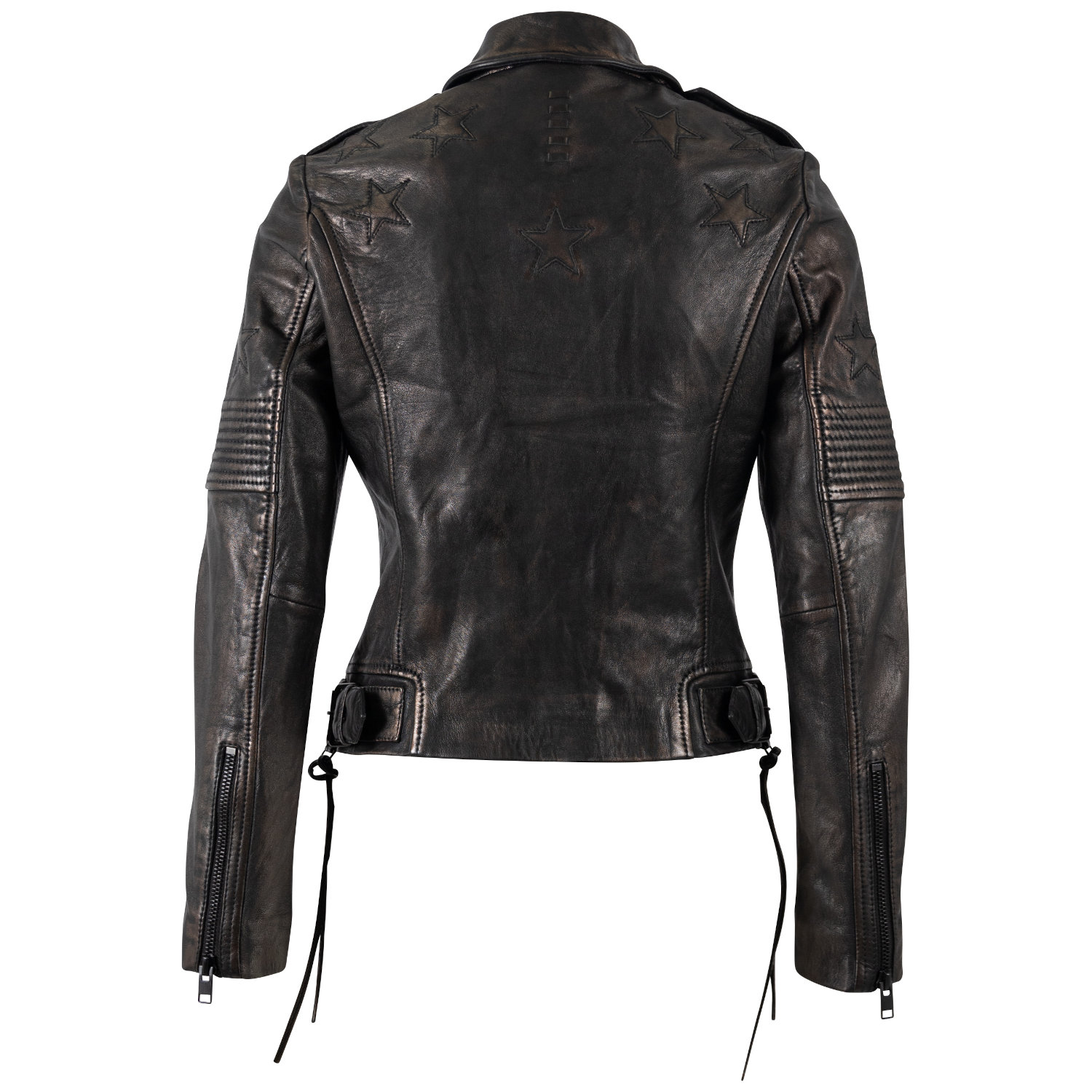 Geacă de Piele Damă Mauritius MWWona Negru/Negru slim fit stil biker rock