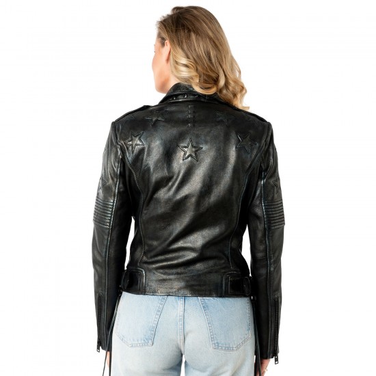 Geaca de Piele Dama Mauritius Negru/Argintiu MWWona