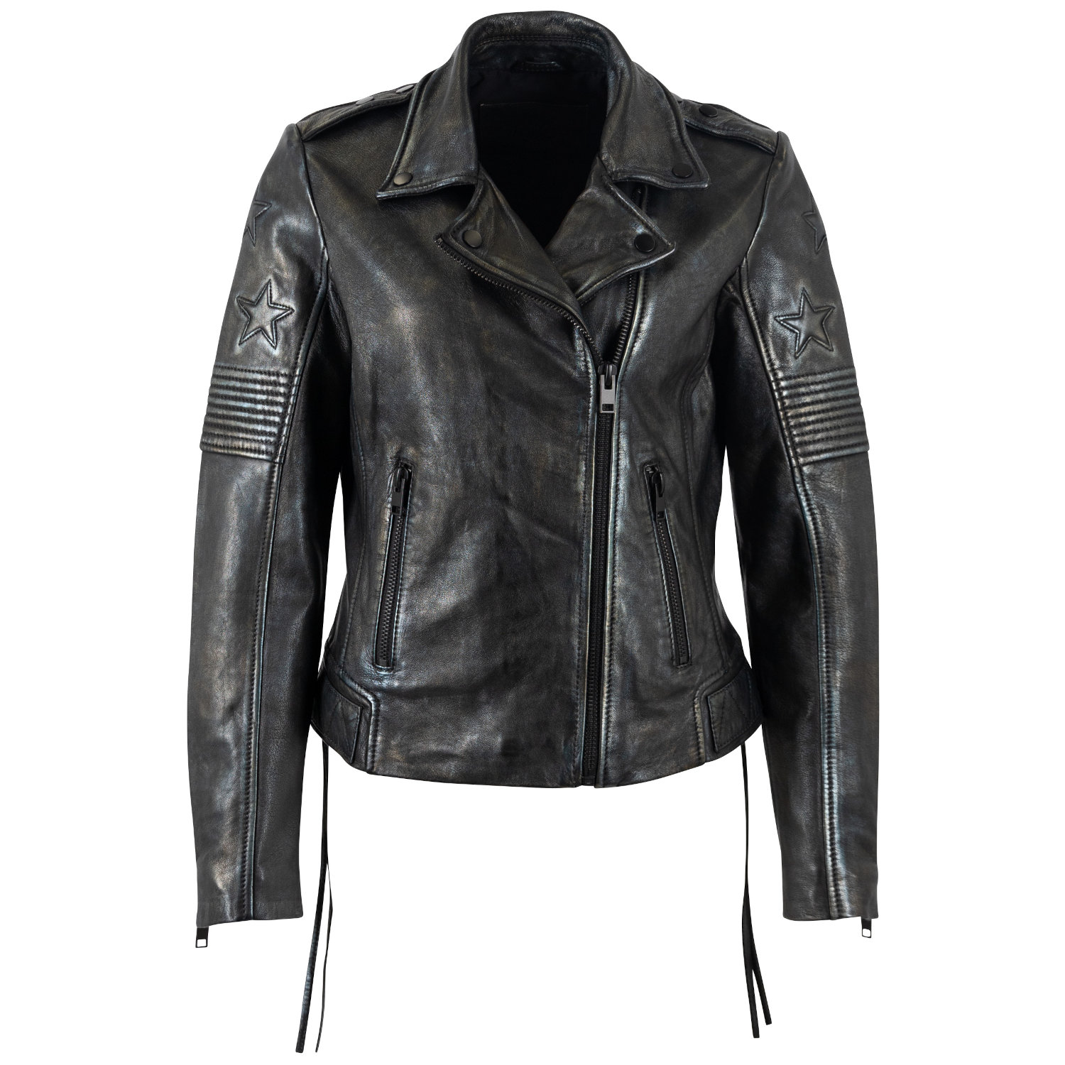 Geaca de Piele Dama Mauritius Negru/Argintiu MWWona – Geci de Piele Geaca de Piele Dama Mauritius Negru/Argintiu MWWona – Geci de Piele