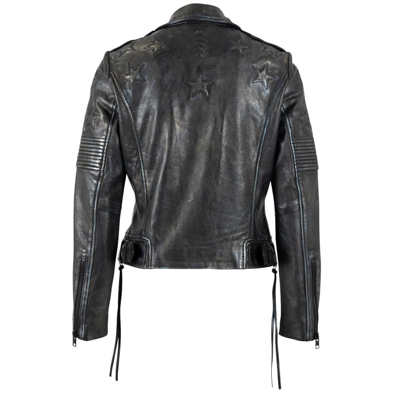 Geaca de Piele Dama Mauritius Negru/Argintiu MWWona – Geci de Piele