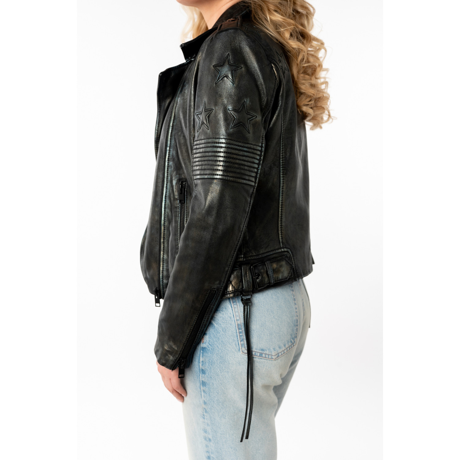 Geaca de Piele Dama Mauritius Negru/Argintiu MWWona – Geci de Piele Geaca de Piele Dama Mauritius Negru/Argintiu MWWona – Geci de Piele