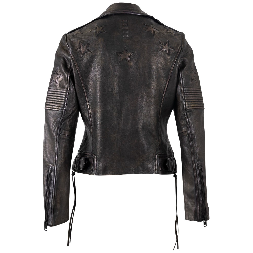 Geaca de Piele Dama Mauritius Negru/Auriu MWWona - readytowear