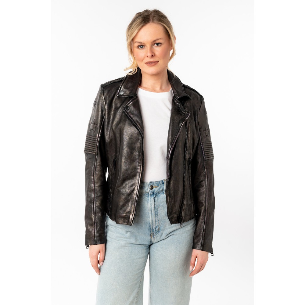 Geaca de Piele Dama Mauritius Negru/Auriu MWWona - readytowear