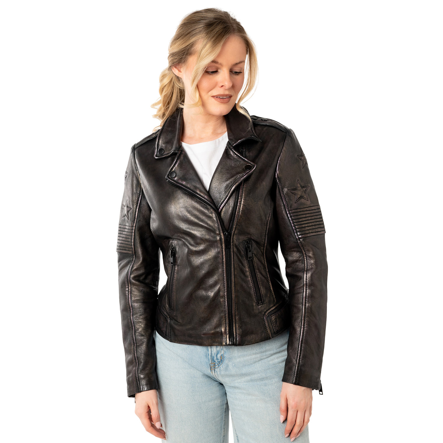 Geaca de Piele Dama Mauritius Negru/Auriu MWWona – Geci de Piele Geaca de Piele Dama Mauritius Negru/Auriu MWWona – Geci de Piele