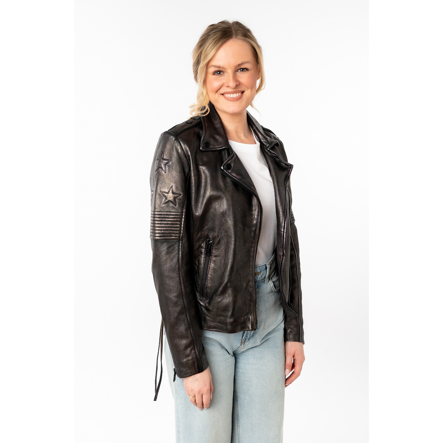 Geaca de Piele Dama Mauritius Negru/Auriu MWWona – Geci de Piele Geaca de Piele Dama Mauritius Negru/Auriu MWWona – Geci de Piele