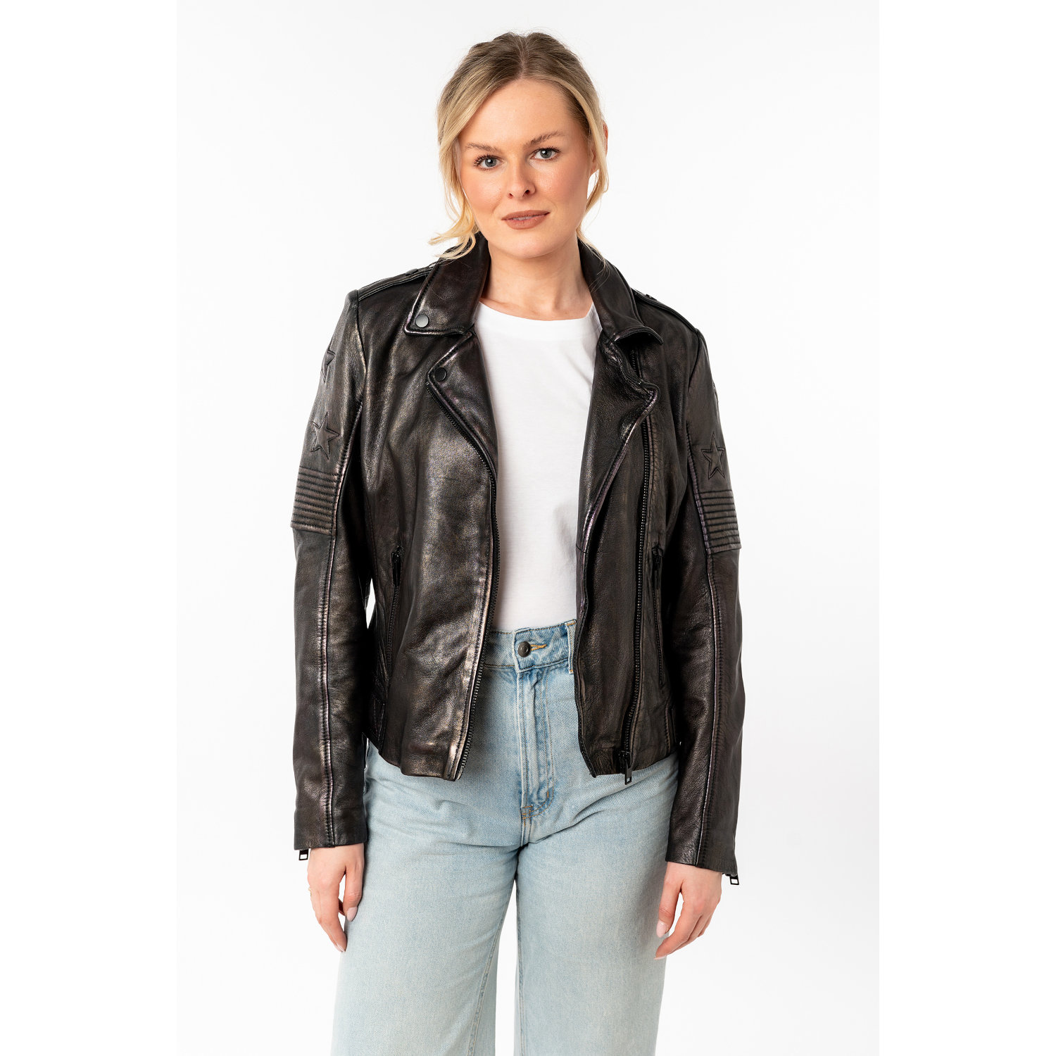 Geaca de Piele Dama Mauritius Negru/Auriu MWWona – Geci de Piele Geaca de Piele Dama Mauritius Negru/Auriu MWWona – Geci de Piele