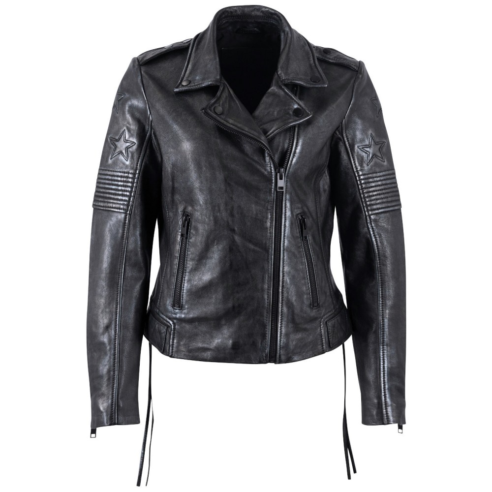 Geaca de Piele Dama Mauritius Negru/Bleumarin MWWona - readytowear