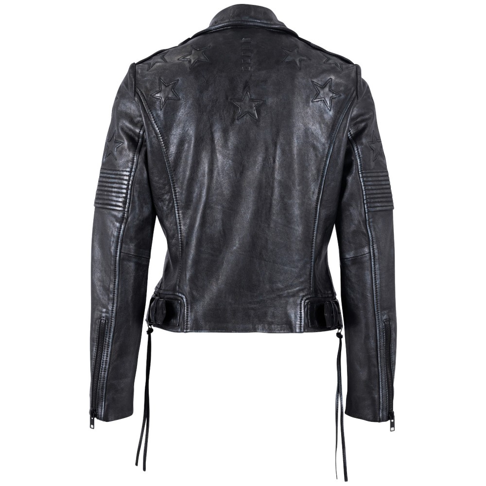 Geaca de Piele Dama Mauritius Negru/Bleumarin MWWona - readytowear