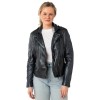 Geaca de Piele Dama Mauritius Negru/Bleumarin MWWona