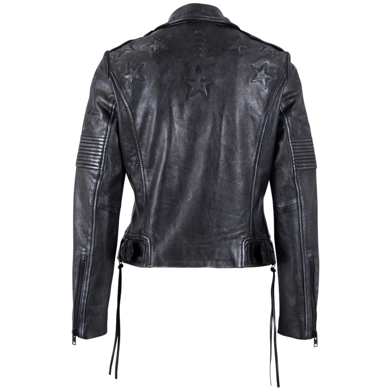 Geaca de Piele Dama Mauritius Negru/Bleumarin MWWona – Geci de Piele