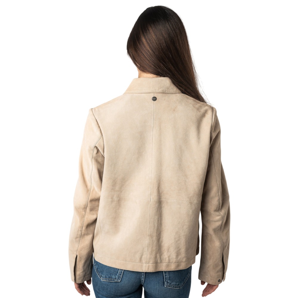 Geaca de Piele Dama Mauritius Alb Ivoriu MWYaima